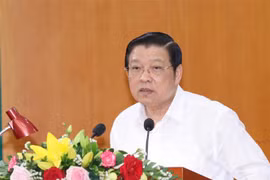 Ông Phan Đình Trạc, Ủy viên Bộ Chính trị, Bí thư Trung ương Đảng, Trưởng Ban Nội chính Trung ương, phát biểu kết luận Hội nghị. (Ảnh: Phương Hoa/TTXVN)