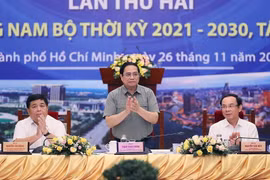 Thủ tướng Phạm Minh Chính chủ trì hội nghị. (Ảnh: Dương Giang/TTXVN)