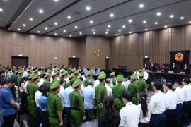 Quang cảnh phiên tòa xét xử vụ 'chuyến bay giải cứu.' (Ảnh: Phạm Kiên/TTXVN)