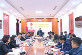 Quang cảnh Hội nghị công bố thông tin thực hiện cưỡng chế thu hồi đất để giải phóng mặt bằng Dự án Khu Nhà ở Đô thị Đồng Sạn, khu 5, thị trấn Thanh Thủy. (Nguồn: Cổng Thông tin Điện tử huyện Thanh Thủy)