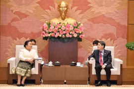 Phó Chủ tịch Quốc hội Nguyễn Đức Hải tiếp Phó Chủ tịch Hội đồng Nhân dân Thủ đô Vientiane Lamphoy Siakkhachanh. (Ảnh: TTXVN)
