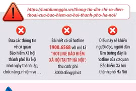 Cảnh báo giả mạo đường dây nóng của Bảo hiểm Xã hội thành phố Hà Nội. 
