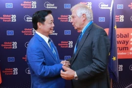Phó Thủ tướng Trần Hồng Hà gặp Phó Chủ tịch Ủy ban châu Âu (EC) - Đại diện cấp cao EU về Chính sách An ninh và Đối ngoại Josep Borrell. (Ảnh: TTXVN phát)