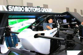 Máy bay một chỗ của hãng Sambo Motors trưng bày tại triển lãm. (Ảnh: Khánh Vân/Vietnam+)