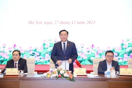 Chủ tịch Quốc hội Vương Đình Huệ phát biểu tại buổi lễ. (Ảnh: An Đăng/TTXVN)