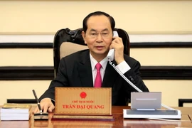 Tối 14/2/2018, tại Hà Nội, Chủ tịch nước Trần Đại Quang có cuộc điện đàm với Tổng thống Hoa Kỳ Donald Trump. (Ảnh: Nhan Sáng/TTXVN)