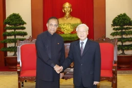 Tổng Bí thư Nguyễn Phú Trọng tiếp Chủ tịch Quốc hội Sri Lanka Karu Jayasuriya thăm chính thức Việt Nam. (Ảnh: Trí Dũng/TTXVN)