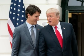Tổng thống Mỹ Donald Trump (phải) và Thủ tướng Canada Justin Trudeau tại Washington DC., ngày 11/10/2017. (Nguồn: EPA/ TTXVN)