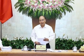 Thủ tướng Nguyễn Xuân Phúc phát biểu tại phiên họp Chính phủ. (Ảnh: Thống Nhất/TTXVN)