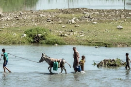 Người dân lấy nước sinh hoạt từ sông Tigris, ngoại ô thành phố Mosul, Iraq. (Nguồn: AFP/TTXVN)