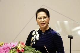 Chủ tịch Quốc hội Nguyễn Thị Kim Ngân, Chủ tịch APPF 26 đọc diễn văn khai mạc. (Ảnh: Văn Điệp/TTXVN)