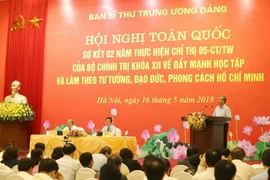 Ông Trần Quốc Vượng, Ủy viên Bộ Chính trị, Thường trực Ban Bí thư phát biểu chỉ đạo tại hội nghị. (Ảnh: Thống Nhất/TTXVN)
