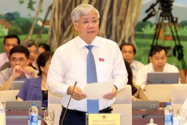 Bộ trưởng, Chủ nhiệm Ủy ban Dân tộc Đỗ Văn Chiến trả lời chất vấn. (Ảnh: Trọng Đức/TTXVN)