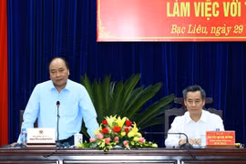Thủ tướng Nguyễn Xuân Phúc phát biểu chỉ đạo tại buổi làm việc. (Ảnh: Thống Nhất/TTXVN)