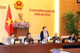 Chủ tịch Quốc hội Nguyễn Thị Kim Ngân chủ trì và phát biểu khai mạc Phiên họp thứ 20 của Ủy ban Thường vụ Quốc hội khóa XIV. (Ảnh: Trọng Đức/TTXVN)