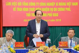 Bộ trưởng, Chủ nhiệm Văn phòng Chính phủ Mai Tiến Dũng phát biểu tại buổi làm việc. (Ảnh: Dương Giang/TTXVN)