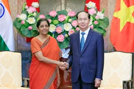 Chủ tịch nước Trần Đại Quang tiếp bà Nirmala Sitharaman, Bộ trưởng Quốc phòng Ấn Độ đang có chuyến thăm chính thức Việt Nam. (Ảnh: Nhan Sáng/TTXVN)