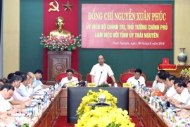 Thủ tướng Nguyễn Xuân Phúc phát biểu tại buổi làm việc. (Ảnh: Thống Nhất/TTXVN)