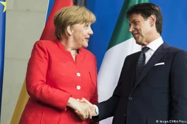 Thủ tướng Đức Angela Merkel và người đồng cấp Italy Giuseppe Conte tại Berlin. (Nguồn: ZUMA Press)
