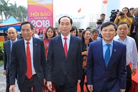 Hình ảnh Chủ tịch nước tới dự bế mạc Hội Báo Toàn quốc 2018