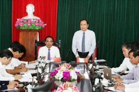 Chủ tịch Ủy ban Trung ương Mặt trận Tổ quốc Việt Nam Trần Thanh Mẫn phát biểu tại buổi làm việc với lãnh đạo chủ chốt tỉnh Tuyên Quang. (Ảnh: Nguyễn Dân/TTXVN)