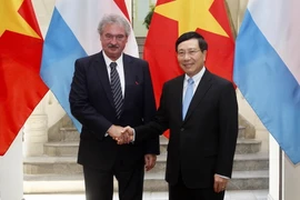 Phó Thủ tướng, Bộ trưởng Bộ Ngoại giao Phạm Bình Minh hội đàm ông Jean Asselborn, Bộ trưởng Ngoại giao và châu Âu của Đại Công quốc Luxembourg. (Ảnh: Lâm Khánh/TTXVN)