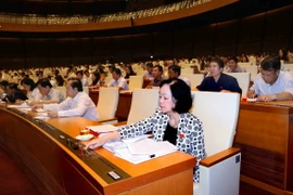 Đại biểu Quốc hội biểu quyết thông qua Nghị quyết về Chương trình xây dựng luật, pháp lệnh năm 2019, điều chỉnh Chương trình xây dựng luật, pháp lệnh năm 2018. (Ảnh: Phương Hoa/TTXVN)