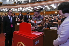 Đại biểu bỏ phiếu tại hội nghị. (Nguồn: THX/TTXVN)