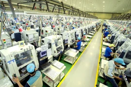 Dây chuyền sản xuất linh kiện điện tử tại Công ty trách nhiệm hữu hạn Bokwang Vina (Khu công nghiệp Điềm Thụy). Ảnh minh họa. (Ảnh: Hoàng Hùng/TTXVN)
