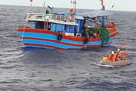 Một hoạt động cứu hộ ngư dân bị nạn trên biển của Trung tâm phối hợp tìm kiếm cứu nạn hàng hải Việt Nam. (Nguồn: TTXVN phát)