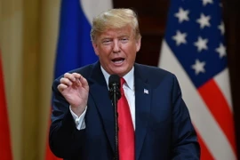 Tổng thống Mỹ Donald Trump trong cuộc họp báo chung sau hội nghị thượng đỉnh với Tổng thống Nga Vladimir Putin ở Helsinki, Phần Lan ngày 16/7. (Nguồn: AFP/ TTXVN)