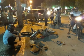 Hiện trường vụ tai nạn giao thông. (Ảnh: Nguyễn Thành/TTXVN)