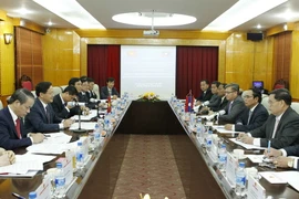 Hội đàm cấp cao giữa Thanh tra Chính phủ hai nước Việt Nam-Lào. (Ảnh: Văn Điệp/TTXVN)