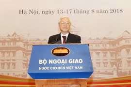 Tổng Bí thư Nguyễn Phú Trọng phát biểu chỉ đạo hội nghị. (Ảnh: Trí Dũng/TTXVN)