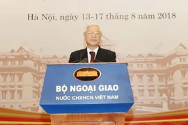 Tổng Bí thư Nguyễn Phú Trọng phát biểu chỉ đạo hội nghị. (Ảnh: Trí Dũng/TTXVN)