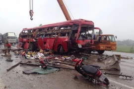 Hiện trường vụ tai nạn. (Ảnh: Phan Quân/Vietnam+)