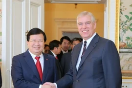 Phó Thủ tướng Trịnh Đình Dũng hội kiến Hoàng tử Andrew. (Nguồn: TTXVN)