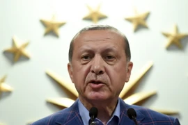 Tổng thống Thổ Nhĩ Kỳ Recep Tayyip Erdogan phát biểu tại Istanbul. (Nguồn: AFP/TTXVN)