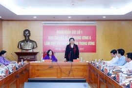 Phó Chủ tịch Quốc hội Tòng Thị Phóng phát biểu tại buổi làm việc. (Ảnh: Phương Hoa/TTXVN)