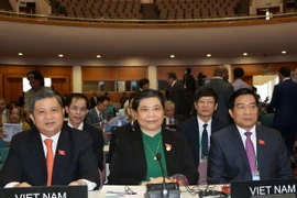 Phó Chủ tịch Quốc hội Tòng Thị Phóng tham dự cuộc họp tại IPU 136. (Ảnh: Huy Bình/Vietnam+)