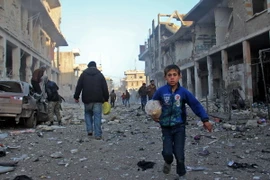 Cảnh đổ nát ở thị trấn Binnish, ngoại ô Idlib. (Nguồn: AFP/TTXVN)