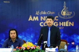 Ông Lê Xuân Thành - Tổng Biên tập Báo Thể thao & Văn hóa, Trưởng ban tổ chức giải phát biểu tại buổi lễ. (Ảnh: Trọng Đạt/TTXVN)