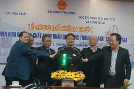 Lễ Công bố chính thức, thực hiện khai báo hóa chất nhập khẩu qua cổng thông tin một cửa quốc gia. (Ảnh: Đức Duy/Vietnam+)