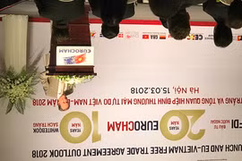 Đại diện Eurocham tại lễ công bố sách trăng 2018. (Ảnh: Đức Duy/Vietnam+)
