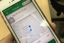 Ứng dụng gọi xe của Grab. (Ảnh: PV/Vietnam+)