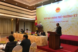 Bộ trưởng Mai Tiến Dũng phát biểu tại phiên họp báo Chính phủ ngày 3/12. (Ảnh: Đức Duy/Vietnam+)