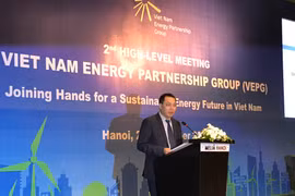 Thứ trưởng Bộ Công Thương Đặng Hoàng An phát biểu tại Hội nghị Nhóm Đối tác năng lượng Việt Nam. (Ảnh: Đức Duy/Vietnam+)
