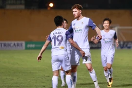 Hà Nội FC thắng 4-0 Quảng Ninh bằng đội hình vắng nhiều trụ cột. (Ảnh: PV/Vietnam+) 