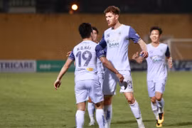 Hà Nội FC thắng 4-0 Quảng Ninh bằng đội hình vắng nhiều trụ cột. (Ảnh: PV/Vietnam+) 