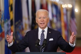 Tổng thống Mỹ Joe Biden phát biểu tại Nhà Trắng ở Washington, DC. (Ảnh: AFP/TTXVN)